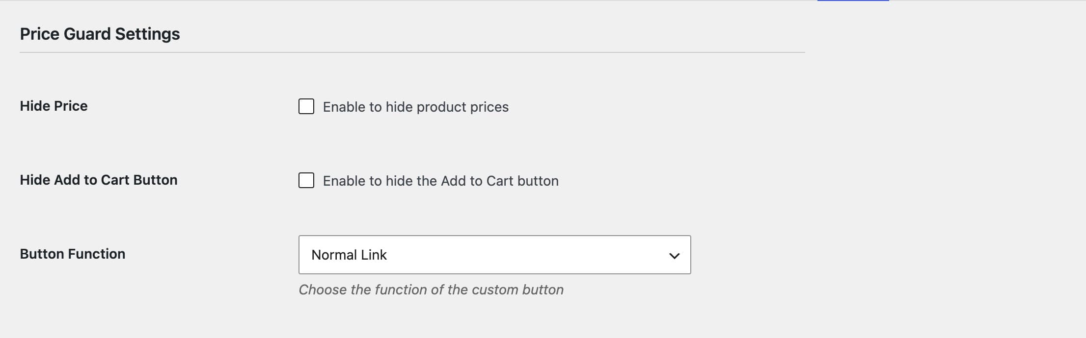 Price Guard screenshot: Settings with category and user role targeting