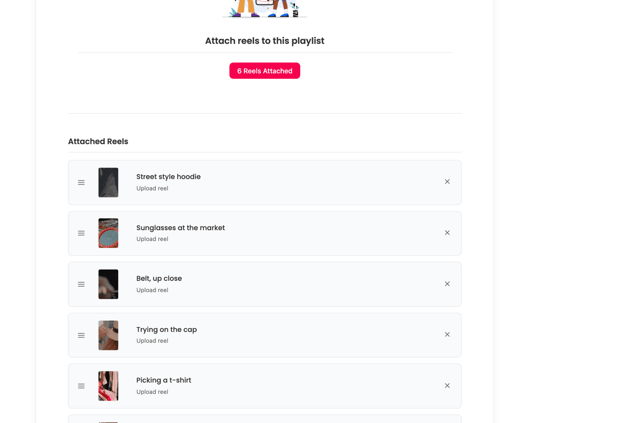 Smart Reels screenshot: Creating a playlist layout